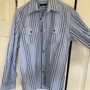 Zagiri Men's Classic Blue Striped Button Down Shirt